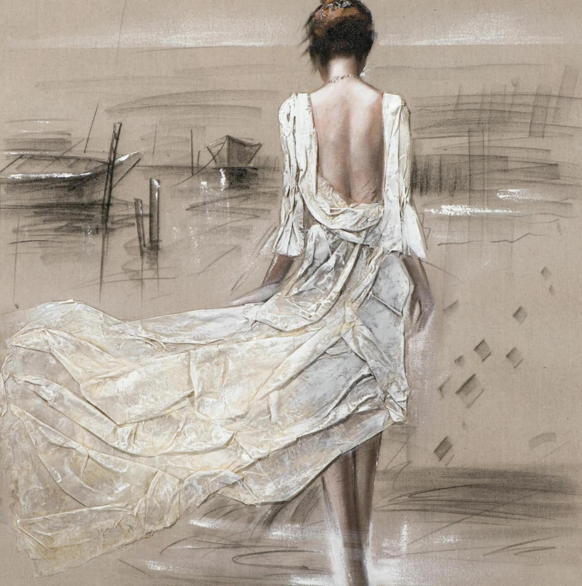 Gemälde DAME AM HAFEN