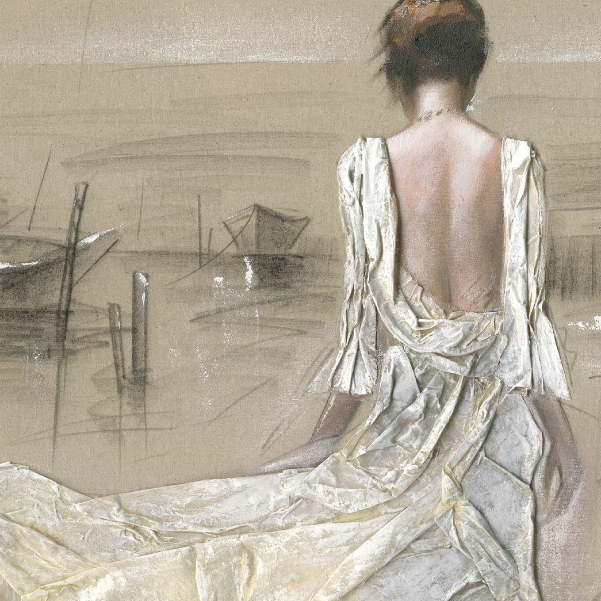 Gemälde DAME AM HAFEN