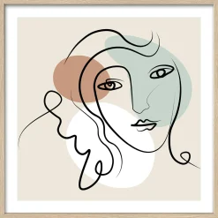 Gerahmtes Bild LINE-ART-FACES