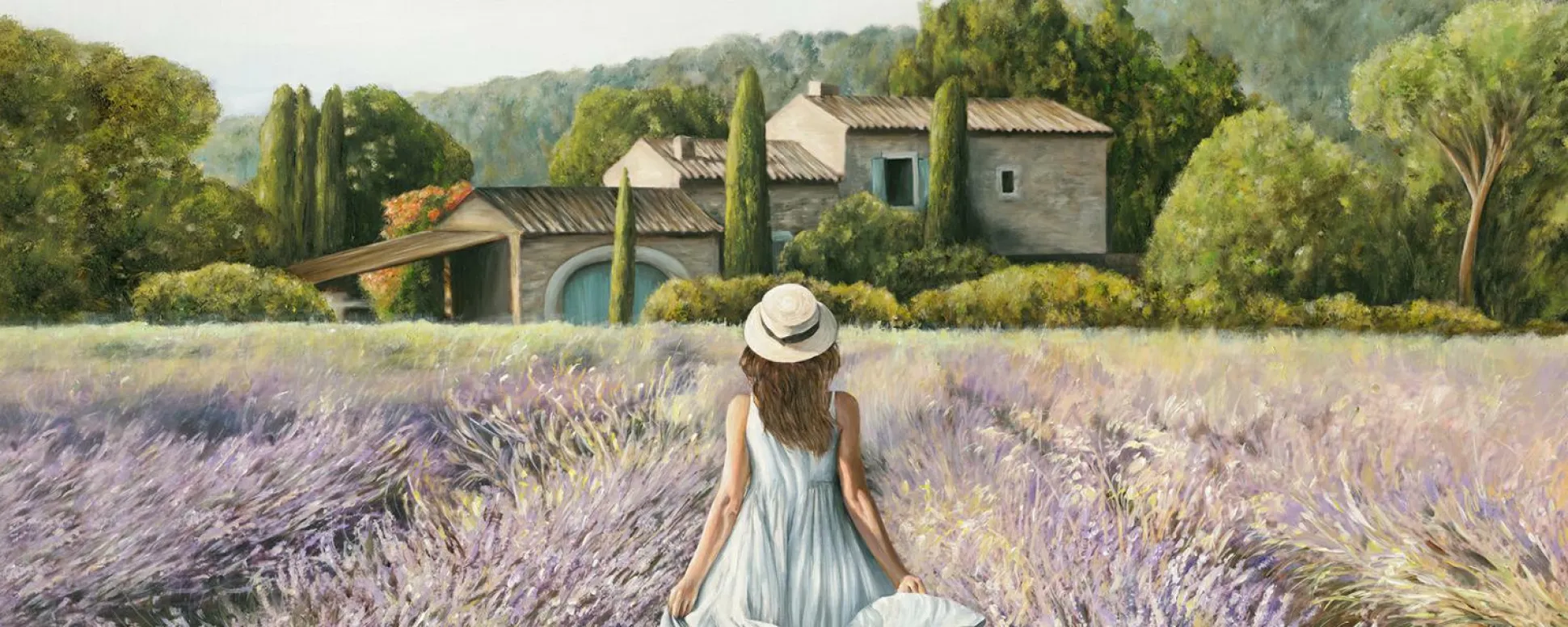 Glasbild LAVENDELFELD