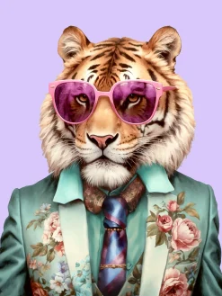 Glasbild TIGER WITH GLASSES