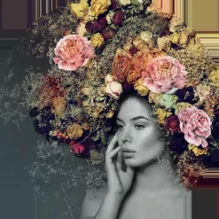 Glasbild WOMAN & FLOWERS II