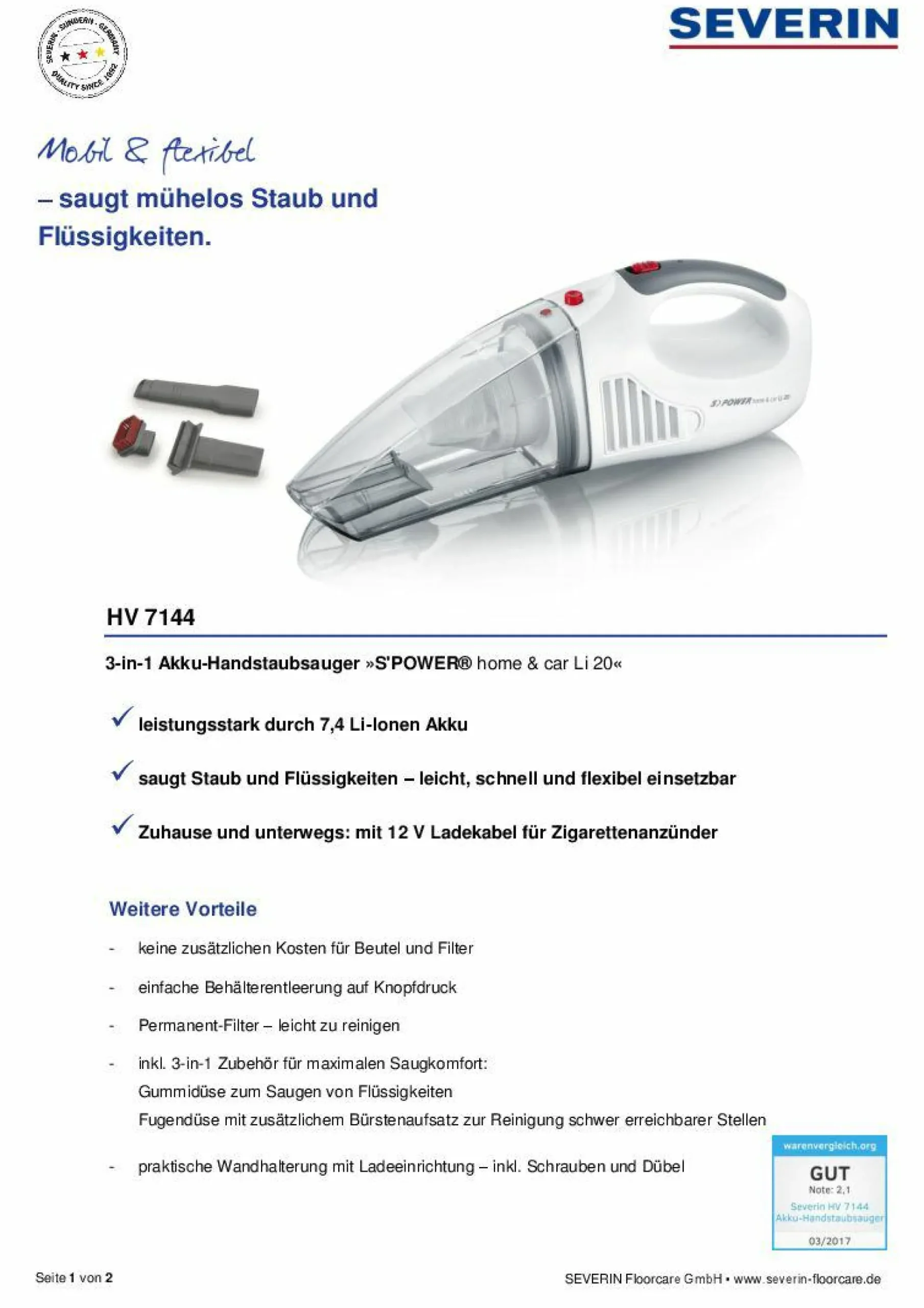 Handstaubsauger SEVERIN HV7144