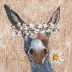 Keilrahmenbild ESEL MIT BLUMEN