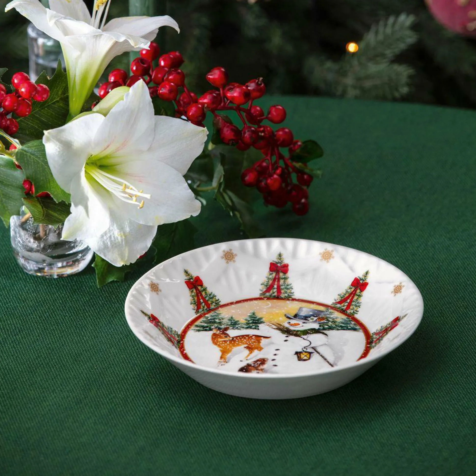 Schale Schneemann mit Tieren