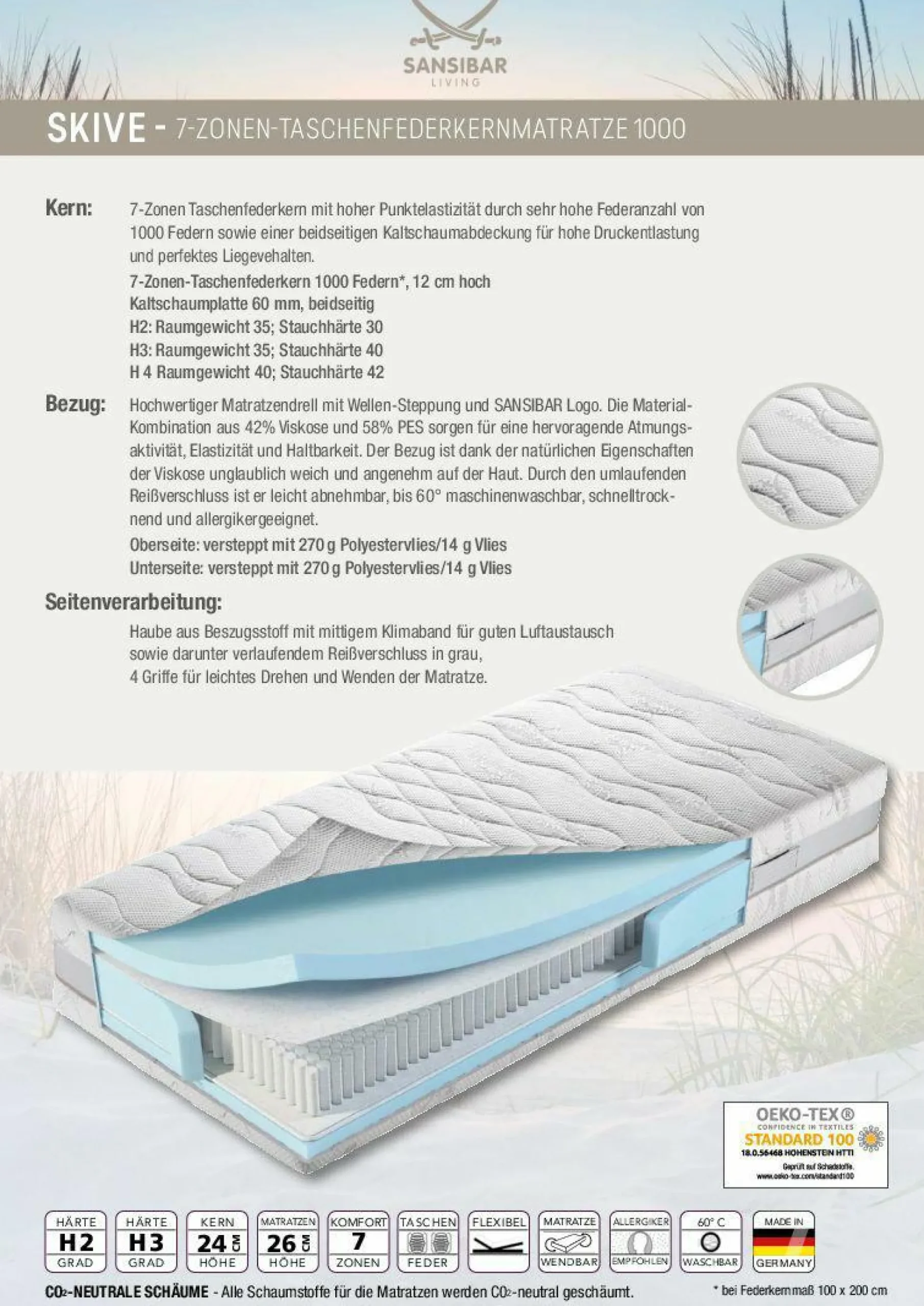 Taschenfederkernmatratze SANSIBAR SKIVE
