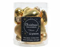 Weihnachtskugel-Box Herzen HELL GOLD